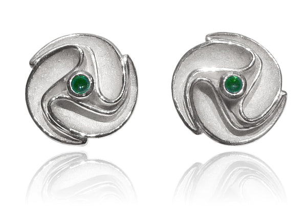 Flowered Sculptured Earring Drops Green Onyx