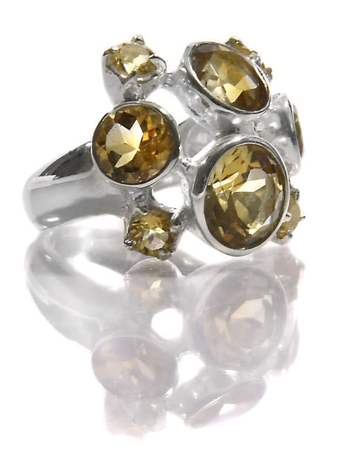 Eight Stone Free Style Bubble Ring Citrine
