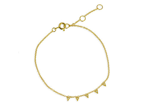 Mini Triangles Bracelet -24kt gold vermeil, CZ accents