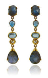 Large Teardrop Elegante Earrings Labradorite/ Blue Topaz/ Pearl/ Aquamarine