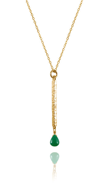 Gold Plated Berlin Wall Necklace Green Onyx