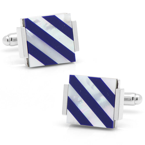 Floating Lapis and Mother of Pearl Striped Cufflinks