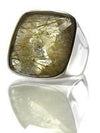 Large Capri Flat Square Cocktail Ring Golden Rutile Quartz