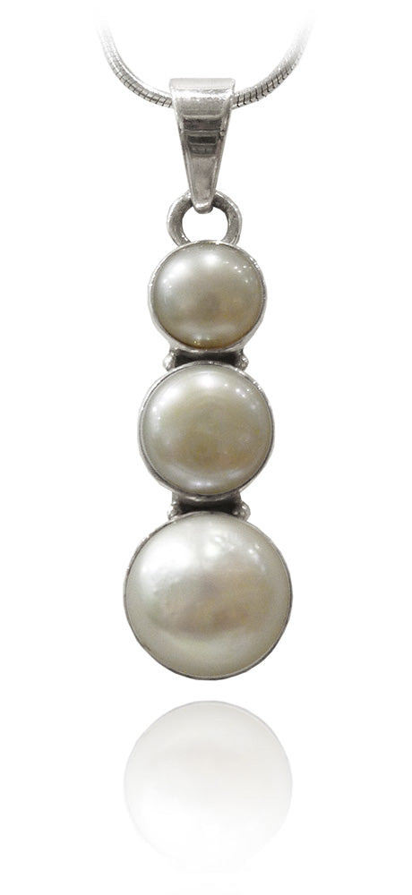 Triple Pearl Button Pendant