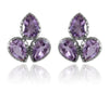 Three Stone Leaf Studs Amethyst