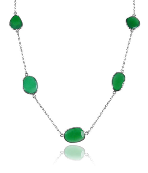 River Rock Seven Stone Necklace Green Onyx