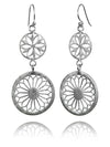 Brushed Large Two Drop Arabesque Cut Out Earrings