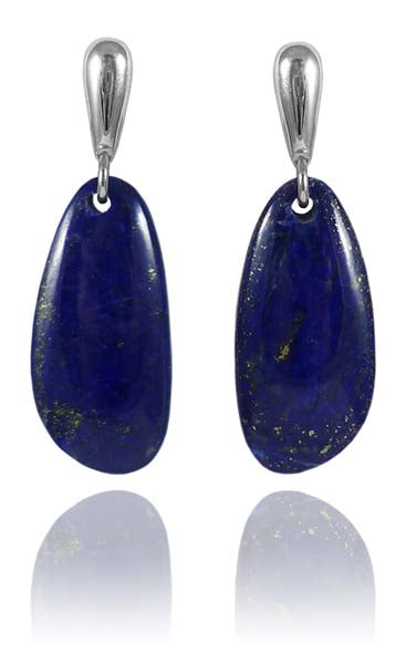 Smooth River Rock Earrings Lapis Lazuli