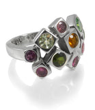 10 Stone Cluster Ring Mixed Tourmaline Size 6