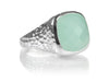 Gaudi Pointalism Square Cocktail Ring Aqua Chalcedony