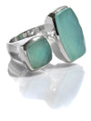 Two Stone Non-Connect Ring Aqua Chalcedony