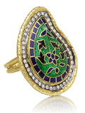 18K Gold Plated/Cloisonne Paisley Ring