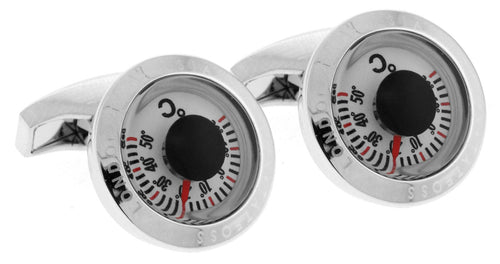 Thermometer Cufflinks (Rhodium)