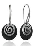 Swirl Silver on Wood Earrings