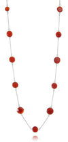 Faceted 17 Stone Capri Long Necklace Carnelian