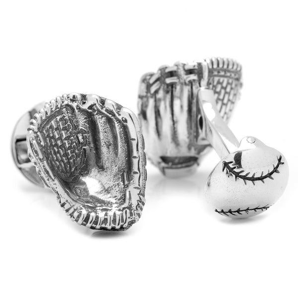 Sterling Silver Baseball Glove Cufflinks