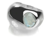 Gaudi Dome Ring with Faceted Stone White Moonstone 8
