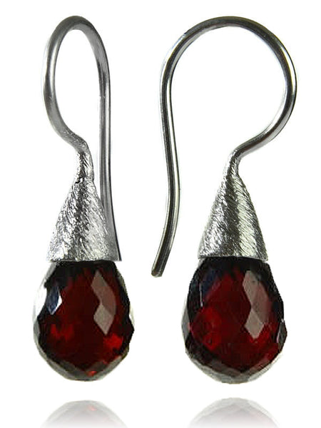 Long Curved Gemstone Drop Earrings Clear Quartz