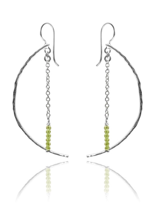 Bloom Arc and Peridot Chain Dangle Earrings