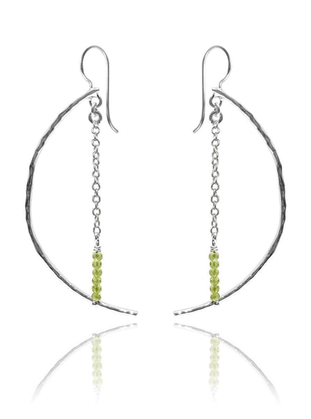 Bloom Arc and Peridot Chain Dangle Earrings
