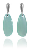 Smooth River Rock Earrings Aqua Chalcedony
