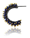 Gold Plated Coral Hoop Earrings Lapis Lazuli