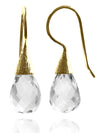 18K Gold Plated Small Quartz with Brushed Top Earrings Clear Quartz