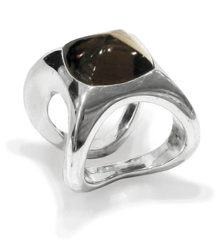 Gaudi Pointalism Square Cocktail Ring Labradorite
