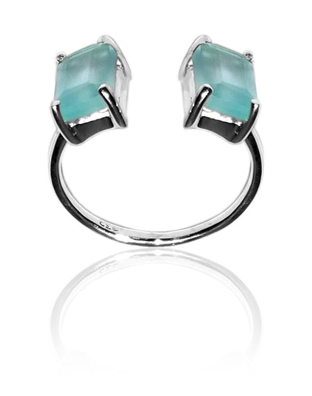 Capri Large Stackable Square Ring Green Amethyst