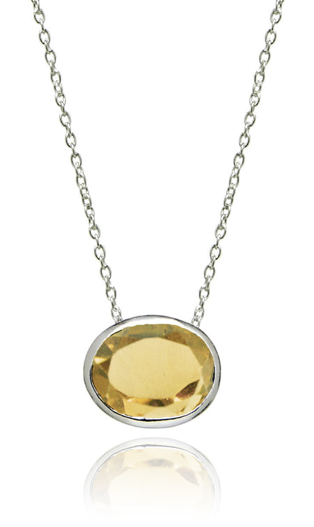 Gold Plated Floating Oval Pietra Necklace Green Onyx