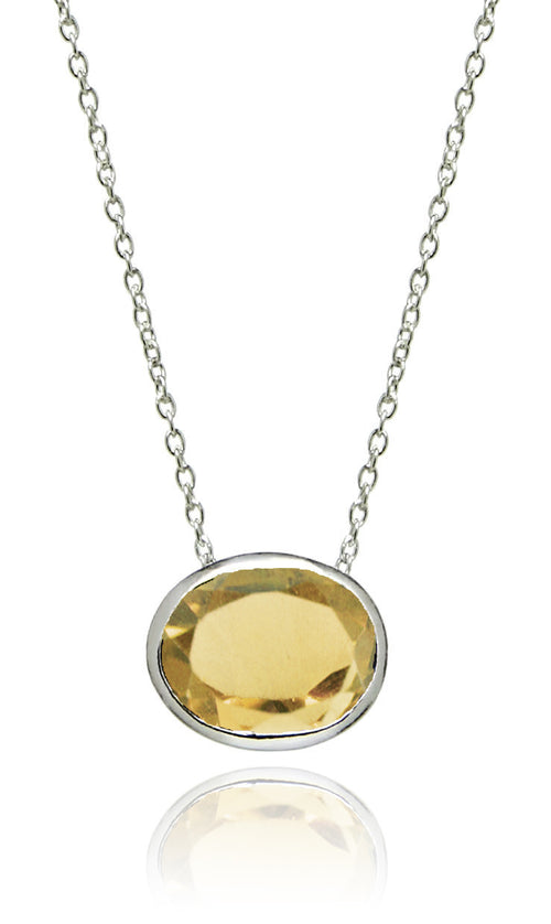 Floating Oval Pietra Necklace Citrine