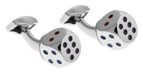 Dice Cufflinks (Rhodium and Enamel)