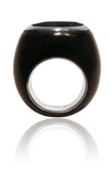 Mexican Art Deco Ebony Cocktail Ring Black Rutile Quartz 8