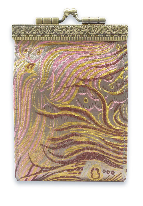 Cathayana Card Holder Grey/Brown, Pink Peacock