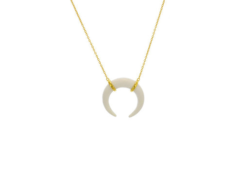 White Double Horn Necklace