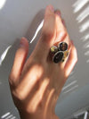 Flower Cocktail Ring Smokey Quartz and Citrine