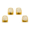 Stainless Steel Gold Plated White Pave Crystal Stud Set