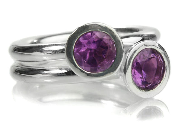 Two Stone Stacked Ring Amethyst