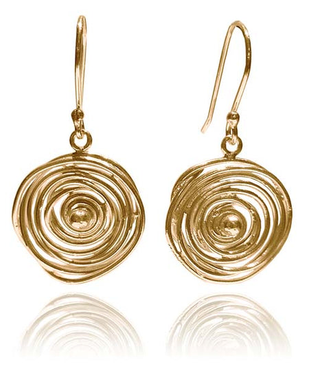 18K Gold Plated Swirly Earrings with Gold Ball