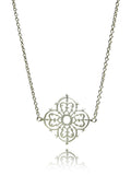 Silver Arabesque Flower Necklace with Toggle