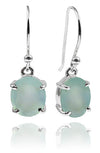 Da Vinci Four Prong Oval Earrings Aqua Chalcedony
