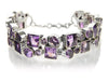 Geometric Double Lined Gemstone Bracelet Amethyst