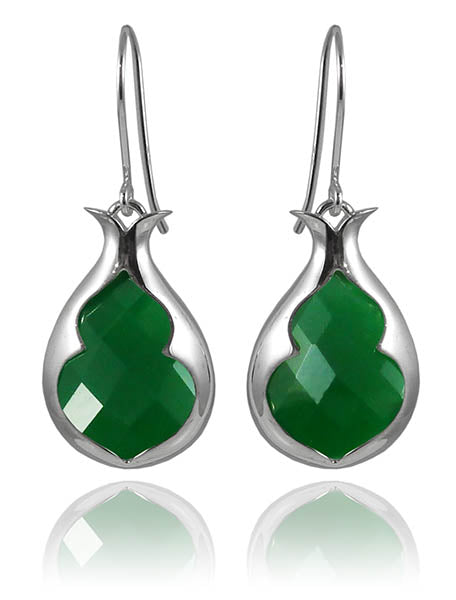Arabesque Stone Lantern Earrings Green Onyx