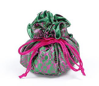 Jewelry Pouch Green and Hot Pink