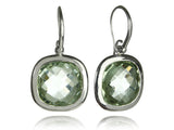Framed Rounded Square Classic Earrings Green Amethyst