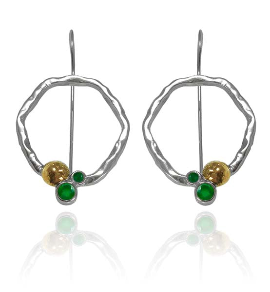 Haifa Circle Earrings Green Onyx