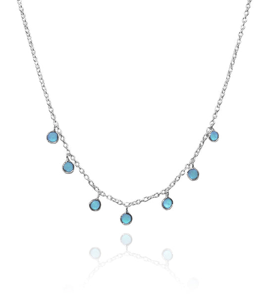 7 Stone Kathak Necklace Blue Chalcedony