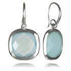 Framed Rounded Square Classic Earrings Aqua Chalcedony