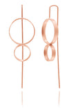 Berlin Rose Gold Plated Brushed Double Circle Pin Earrings