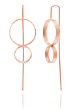 Rose Gold Plated Brushed Double Circle Pin Earrings